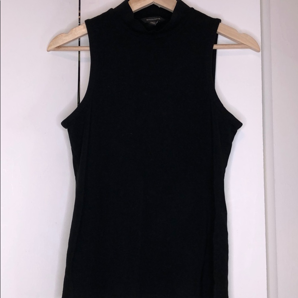 Banana Republic Black Mock Neck Sleeveless Top